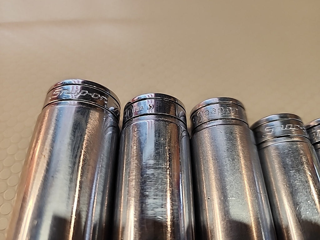 Snap-on 9Piece 3/8" Drive SAE Deep Socket Set 6 Point 