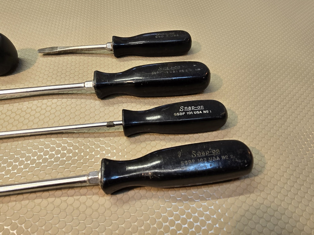 Snap On Screwdriver Set Black Hard Handle 6 pc Set SSD SSDD WITH STUBBYS