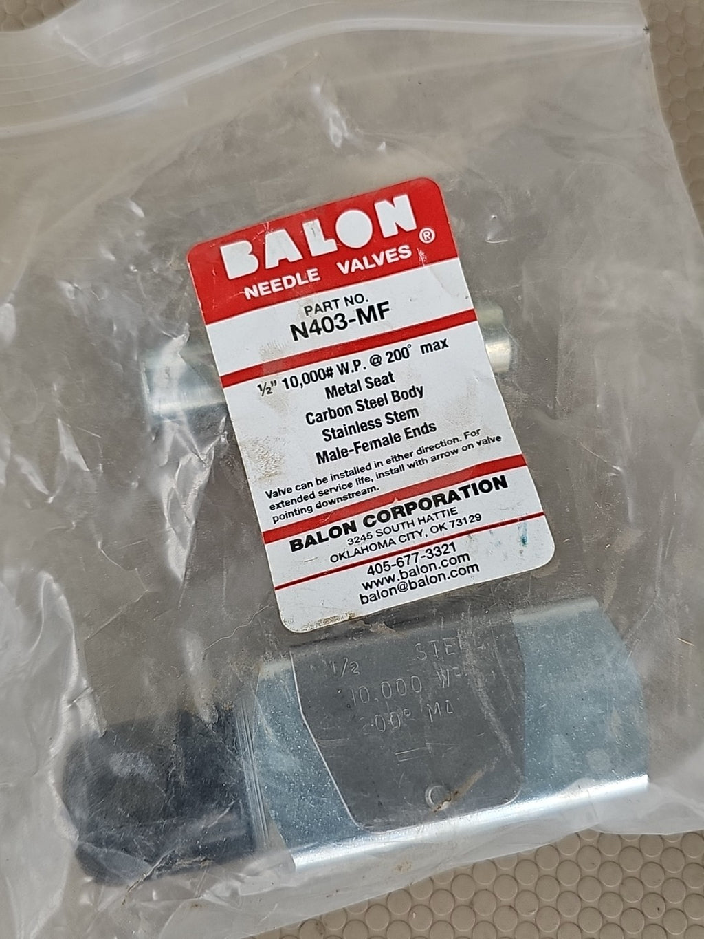 NEW Balon Needle Valve N403-MF