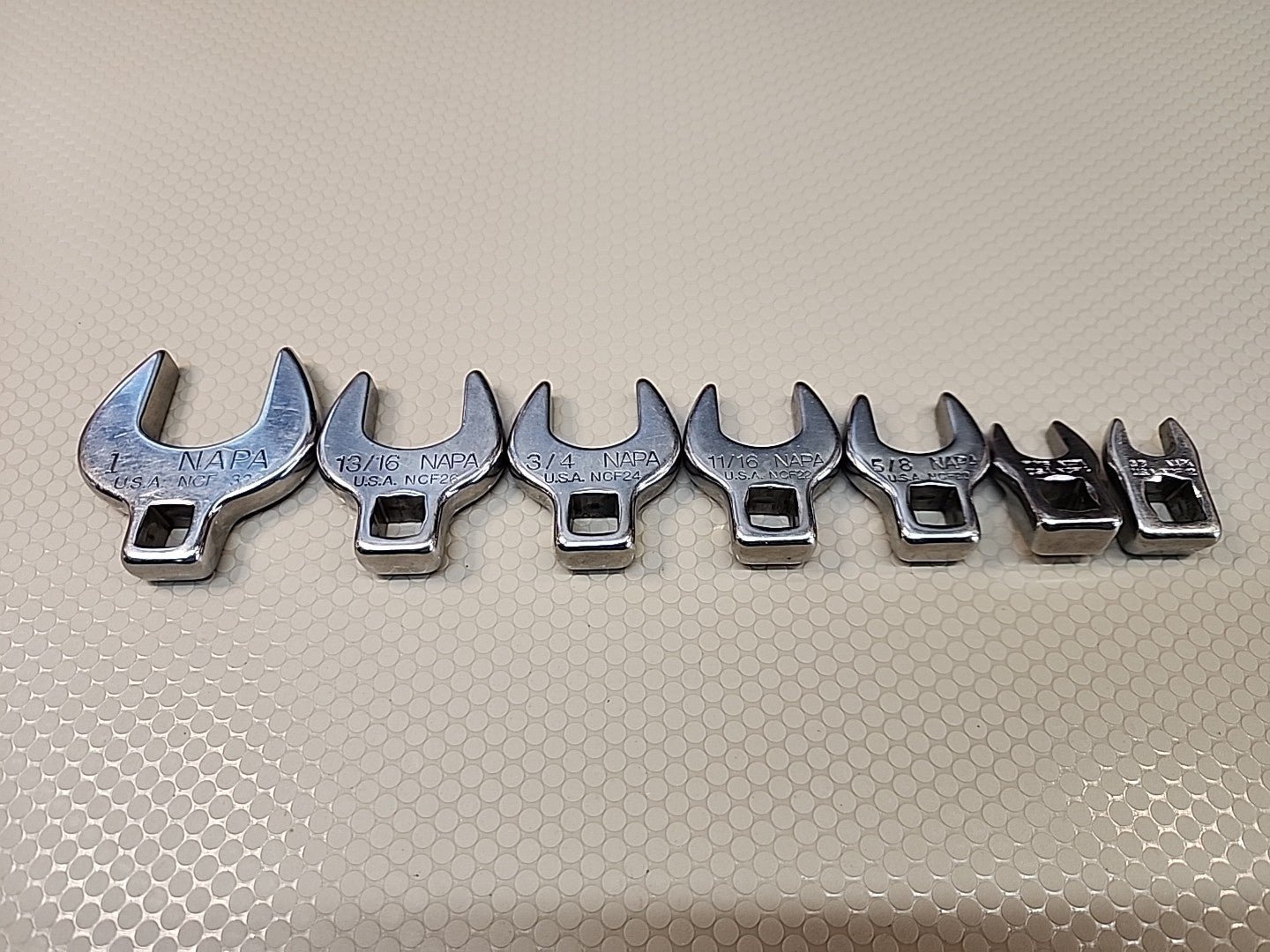 Napa  Crowfoot-Crow Foot Wrench 7Pc Set, SAE Made In USA engraved 