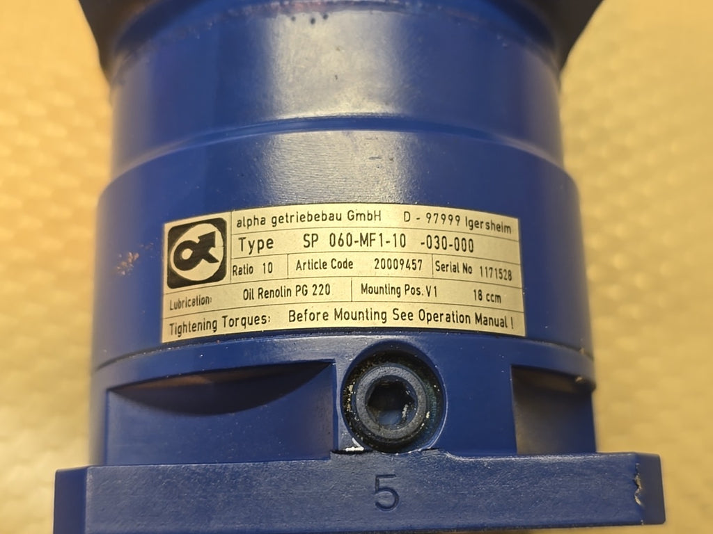 Wittenstein alpha SP 060-MF1-10 Servo Motor Gearhead Ratio 10
