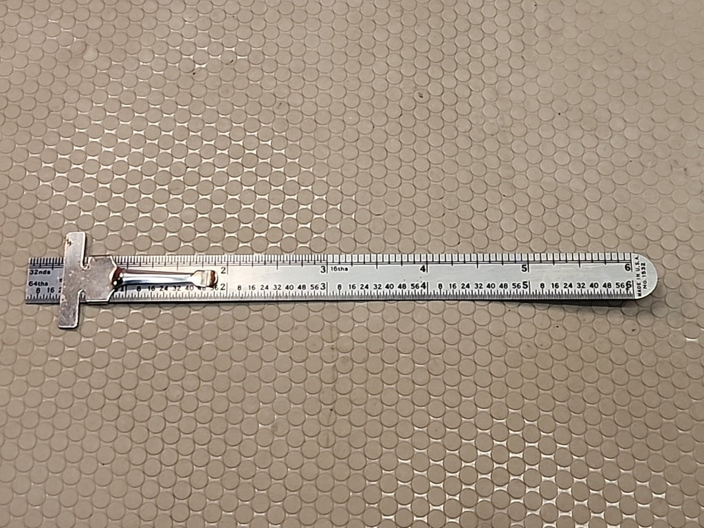 6 in. Pocket Ruler,Stainless Steel,Etched markings,Decimal Equivalent, With Clip