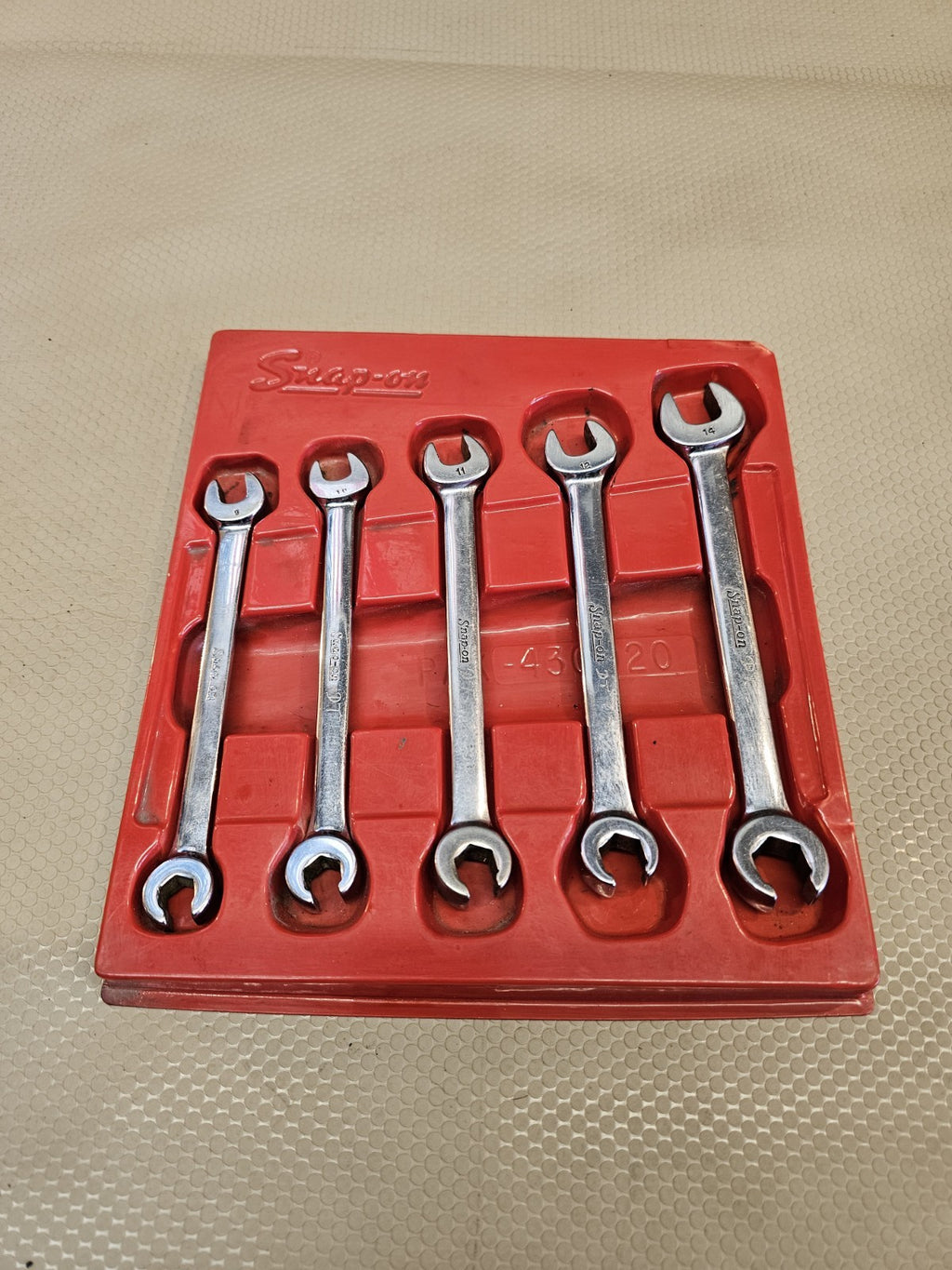 Vintage Snap On Tools RXS 5 Piece Open End & Flare Nut Wrench Set In Tray *NICE!