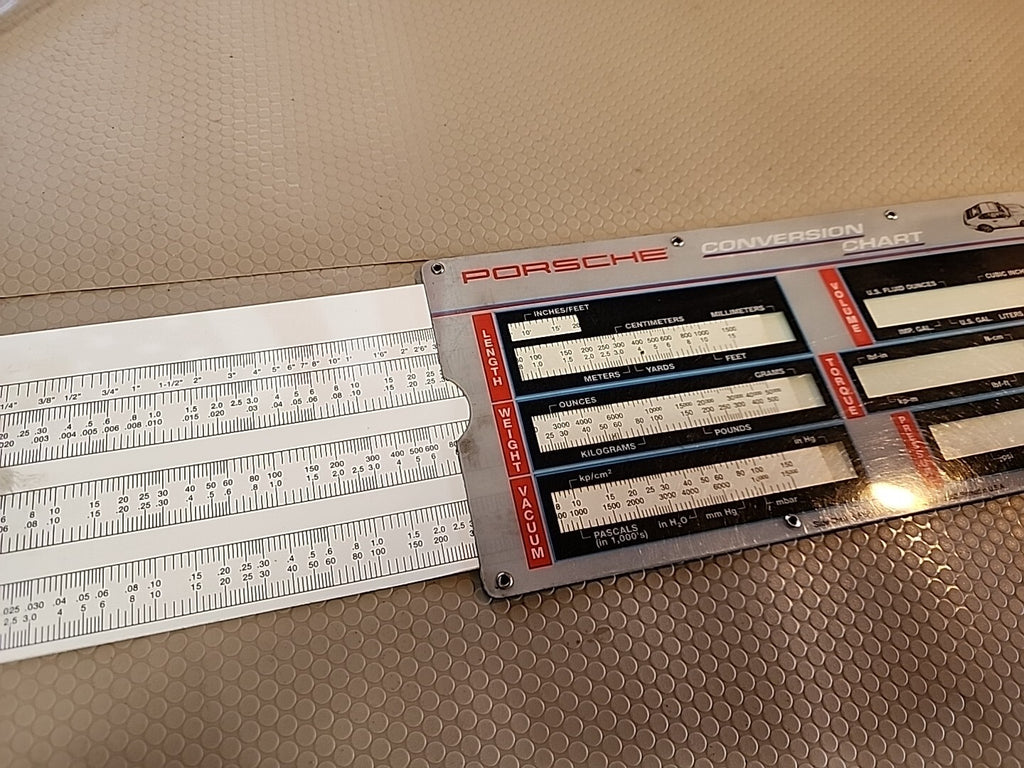 1990’s Porsche Conversion Chart Metric Conversion Sliding Chart