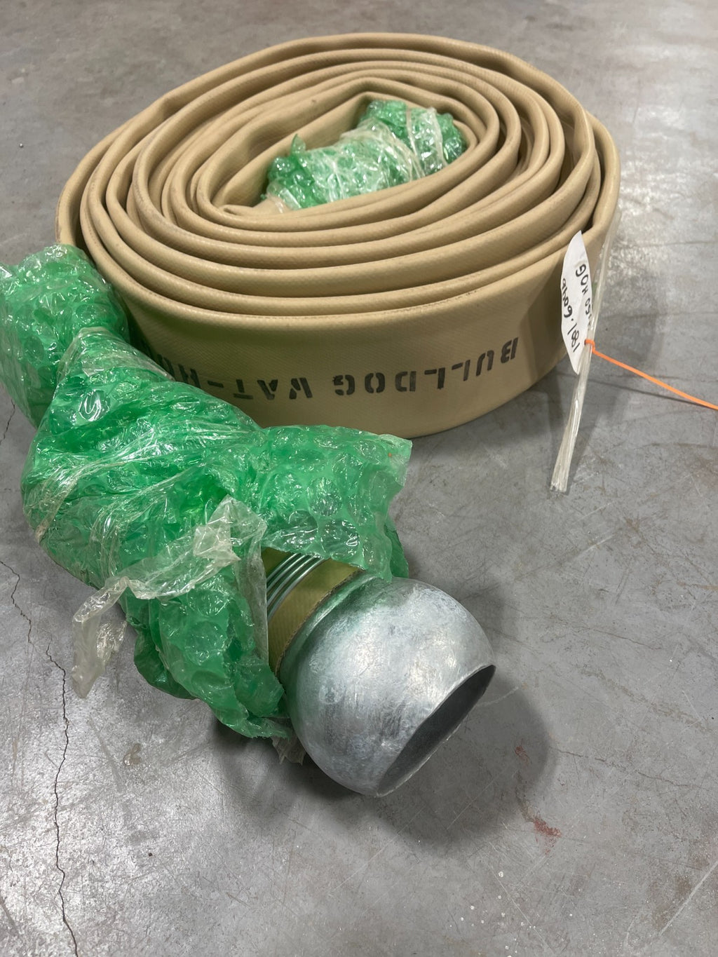 Bulldog WAT-HOG 4"x50' Tan 4.0 Bauer Type B MXF Wire On Water Hose Fire Hose