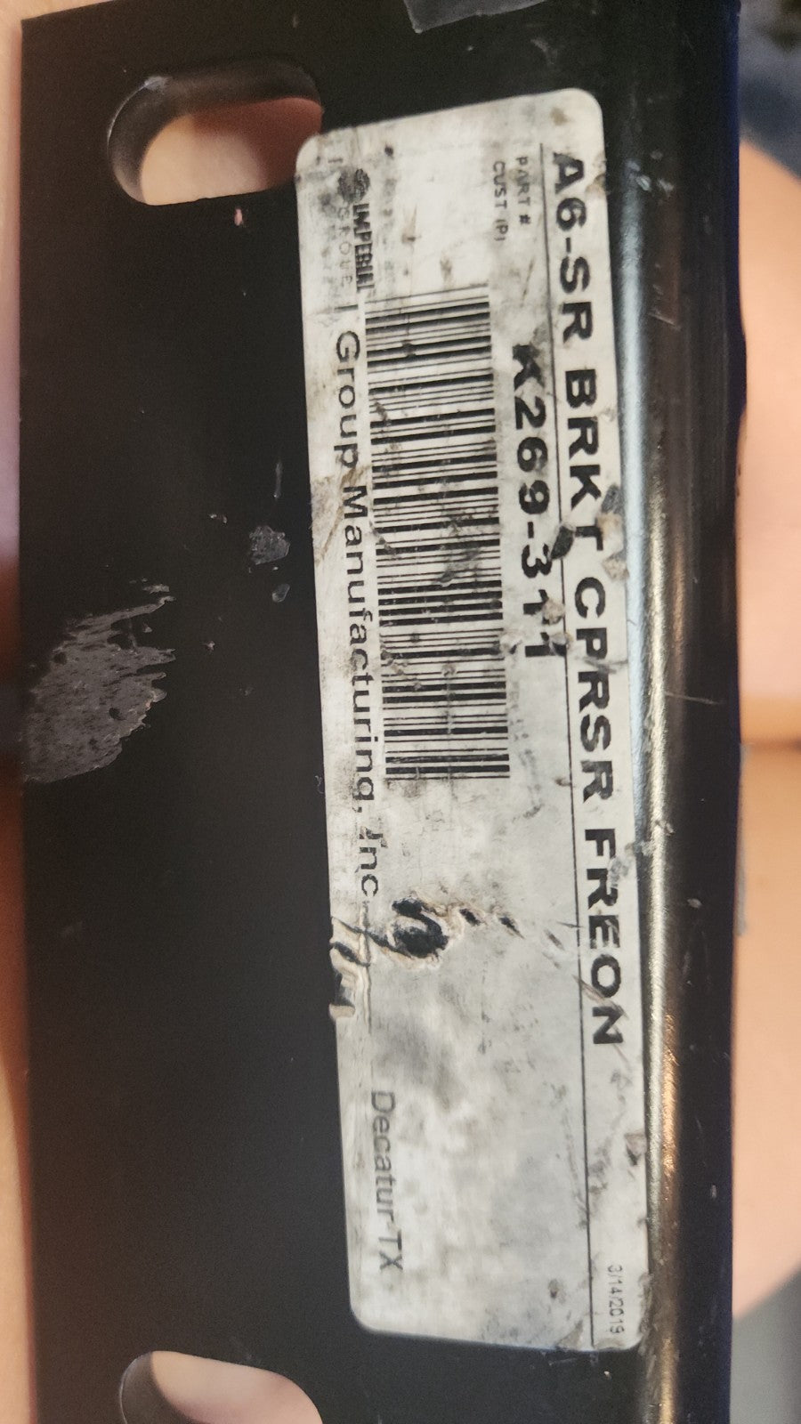 Kenworth K269-311 A6 Compressor Freon Mounting Bracket – Imperial Group – NOS