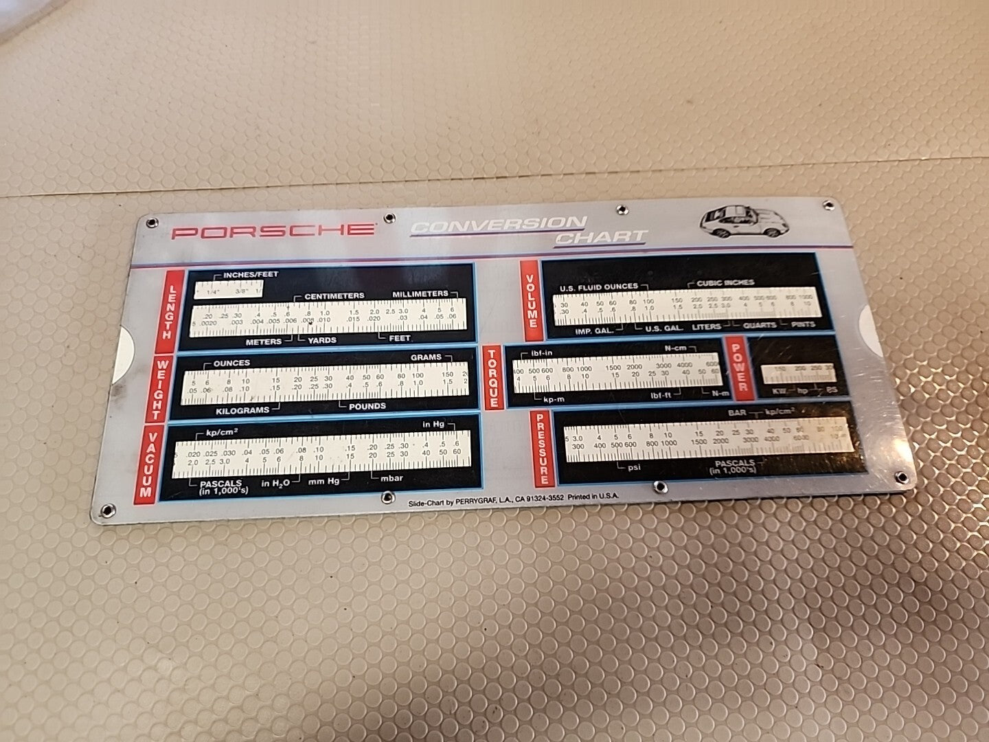 1990’s Porsche Conversion Chart Metric Conversion Sliding Chart