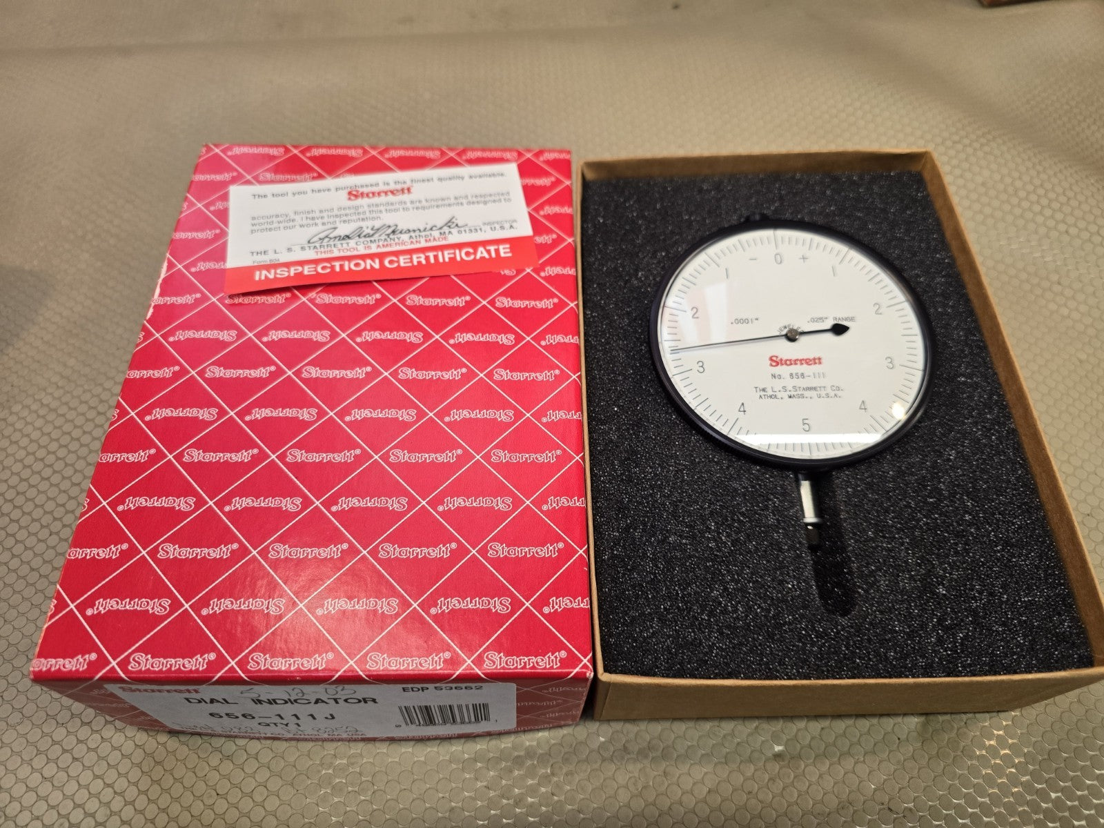 NEW Starrett 656-111J Dial Indicator 0-.025" Range, 0-5-0 Balanced Dial IN STOCK