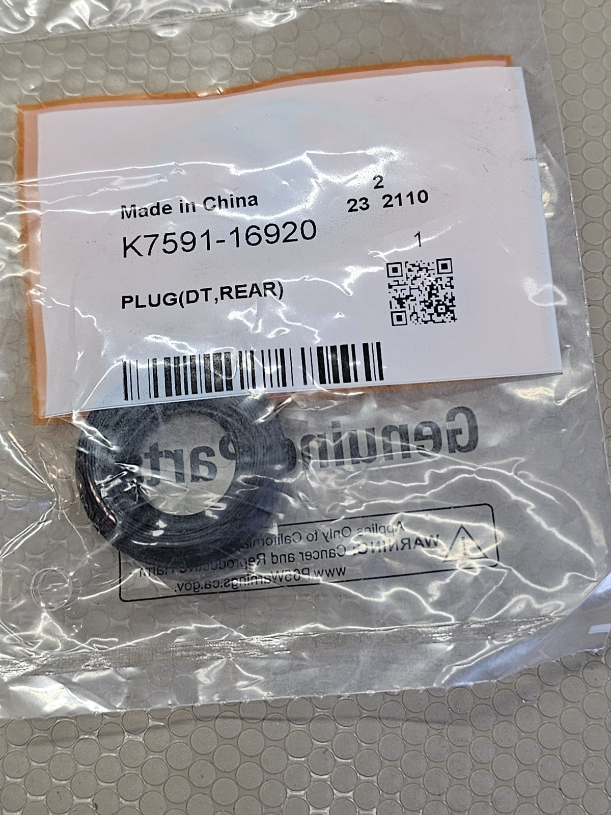 Kubota K7591-16920 PLUG(DT,REAR) RTV-X Utility Vehicle Genuine OEM