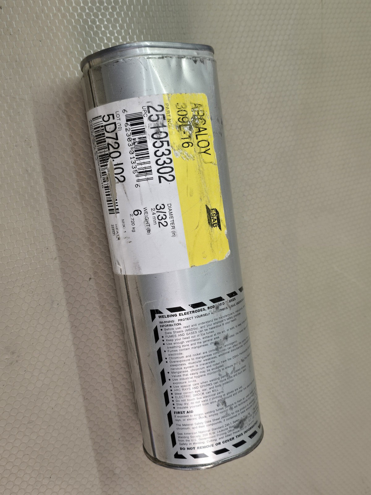 ESAB Arcaloy 251053302 E309/309L-16 Stainless Welding Electrodes 3/32" 6lb Can