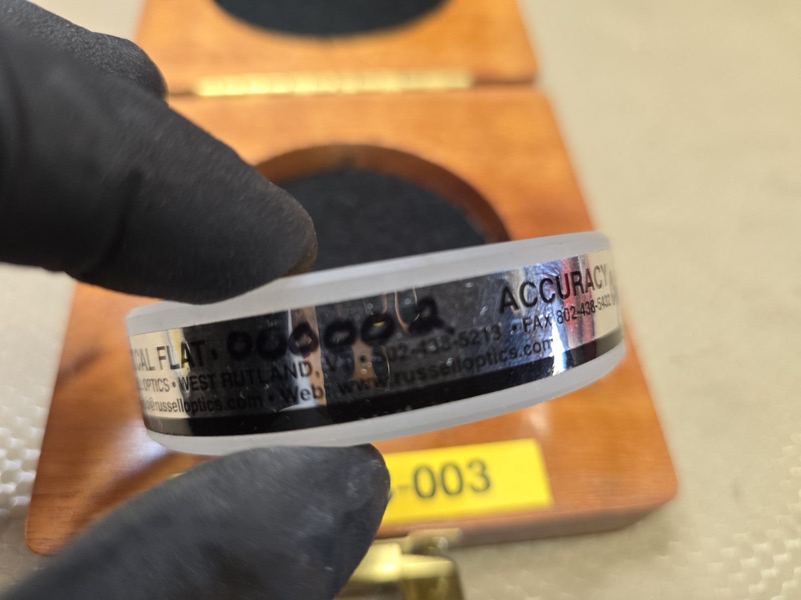 RUSSELL OPTICS OPTICAL FLAT 2" .000002" CERT