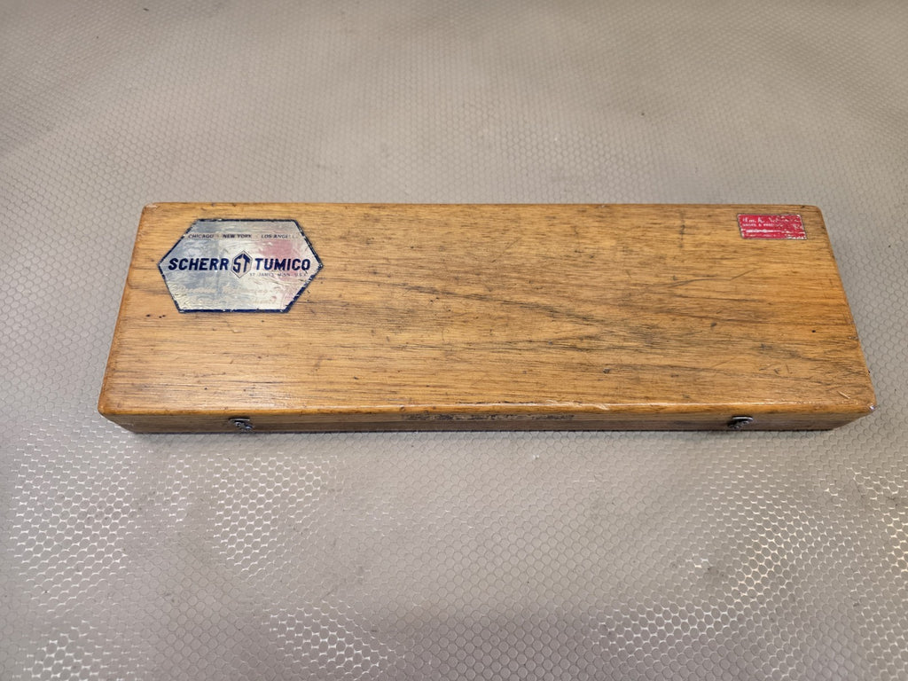 Scherr-Tumico Machinist Micrometer Depth Gauge Set w/6x Rods & Wooden Case