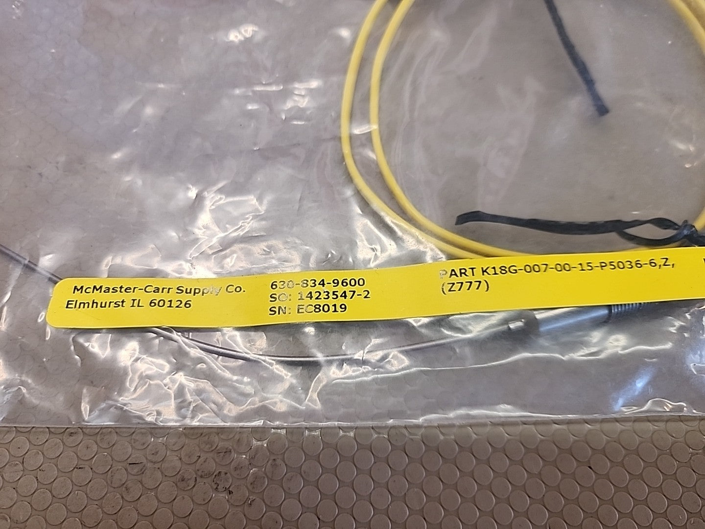 McMaster Carr K18G-007-00-15-P5036-6 Bendable Probe Thermocouple Sensor W/ Plug