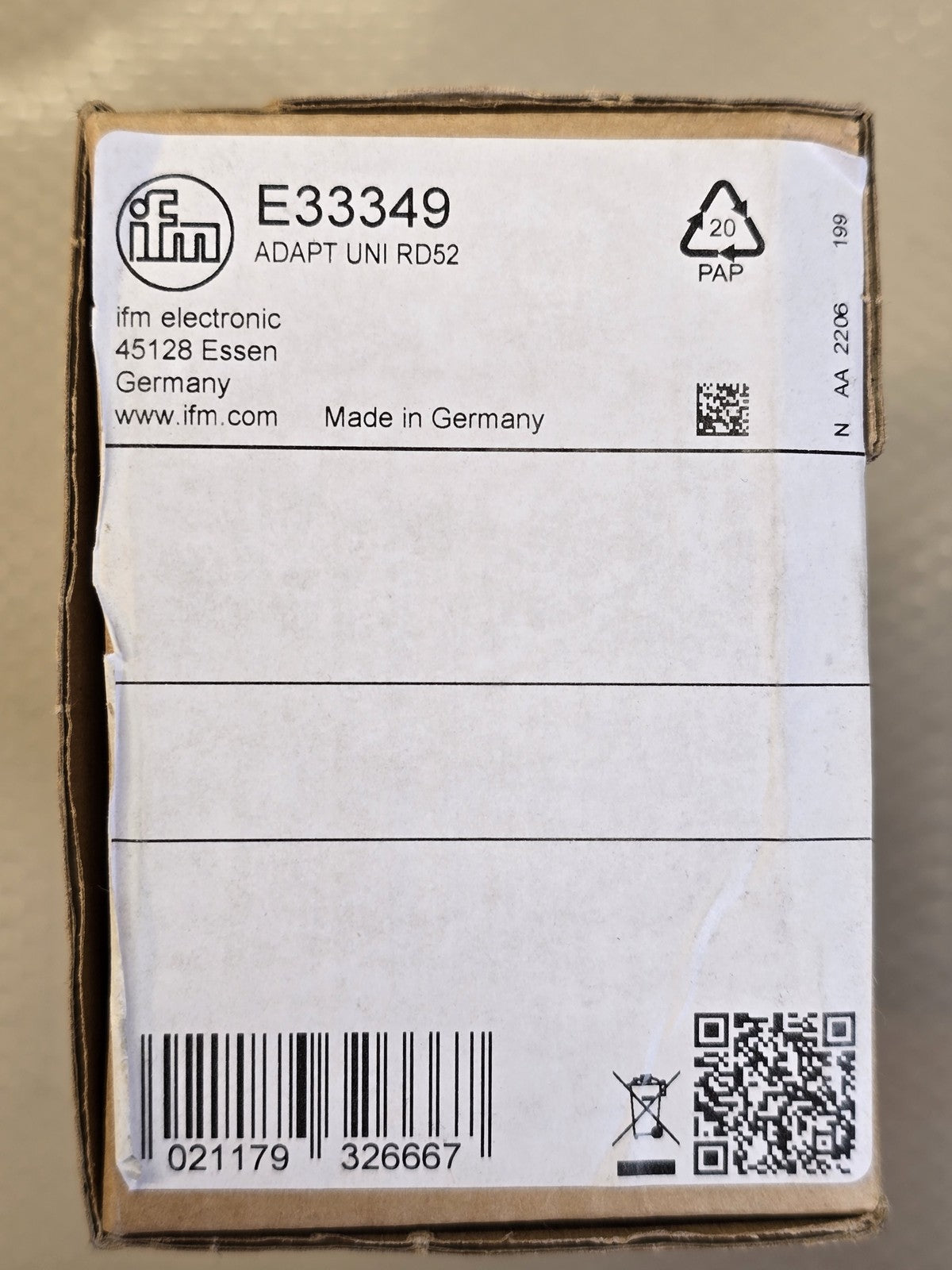 ifm E33349 Universal Process Adapter ADAPT UNI RD52 New