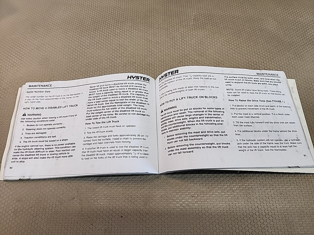 Hyster Operating Manual Challenger/Spacesaver Part  Number 1458874