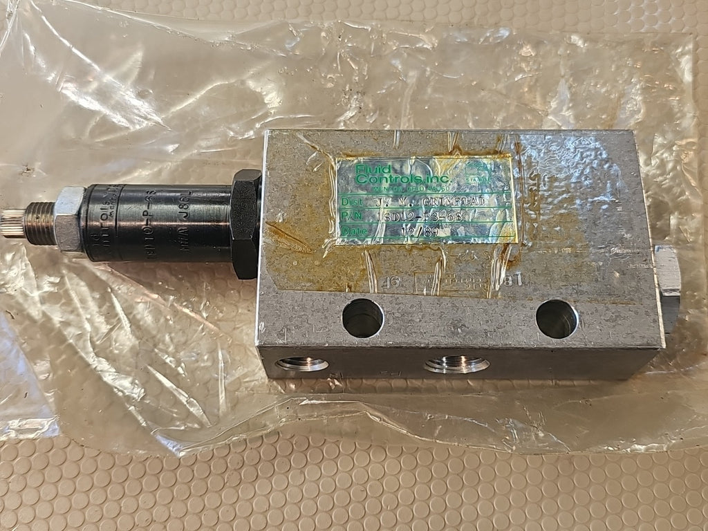 Fluid Controls, Inc. Valve 1SD12-P3-6S Regulating Fluid Pressure Valve
