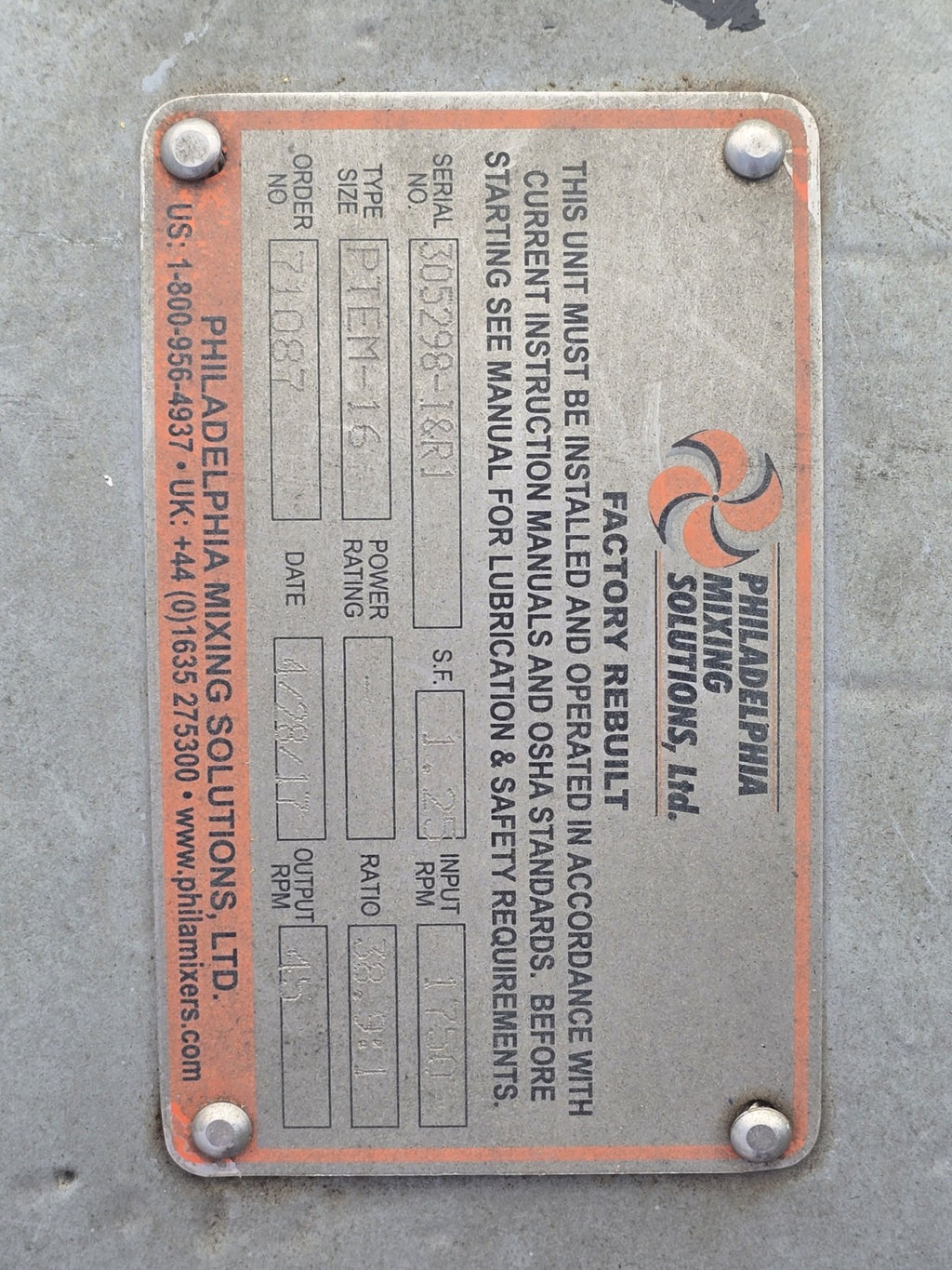 Philadelphia PTEM-16 Commercial Concrete Mixer Gearbox 38.9:1 Ratio Industrial