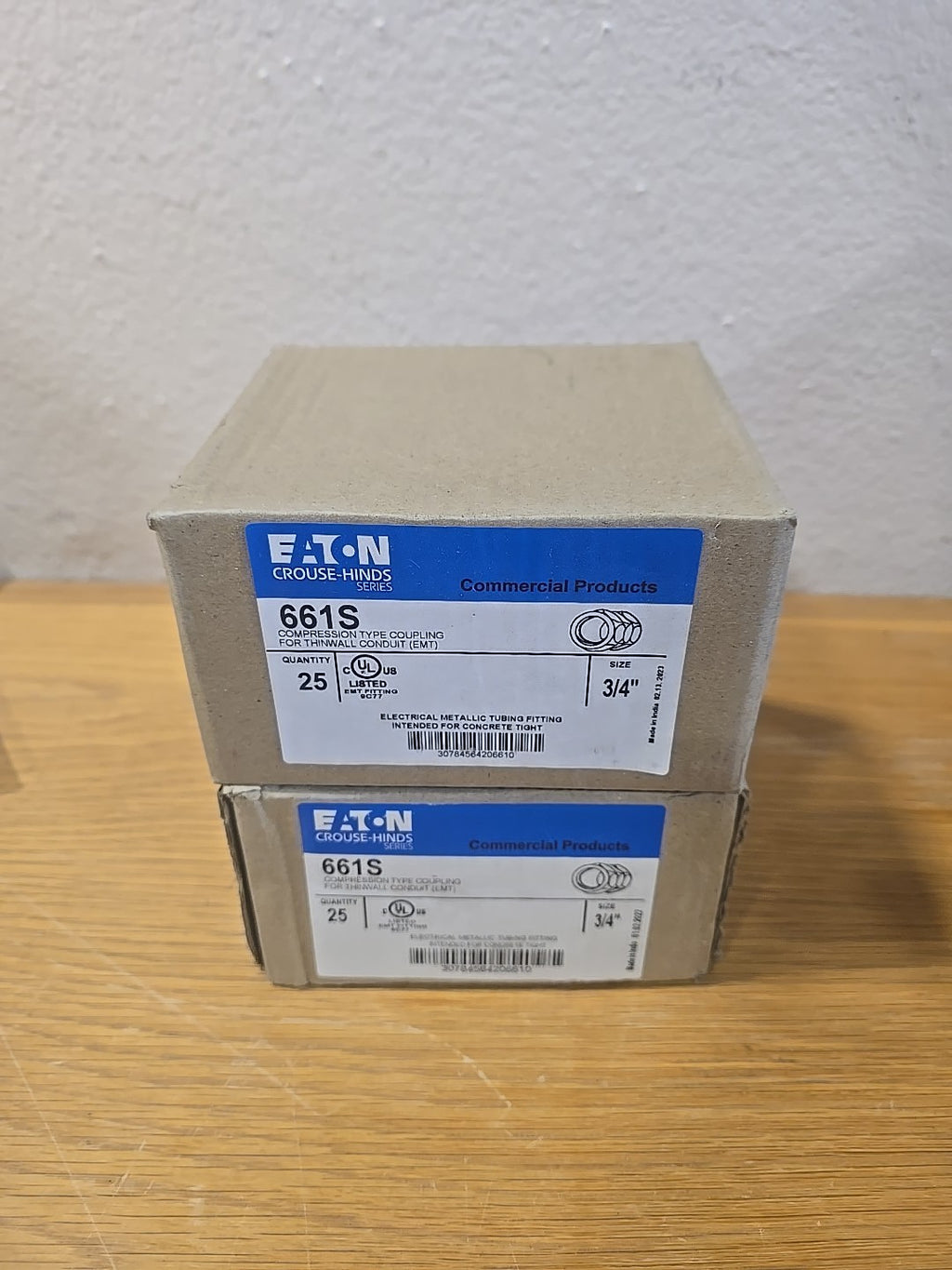 50 PACK Eaton Crouse-Hinds Series EMT Coupling Concrete Tight Steel 3/4" 661S