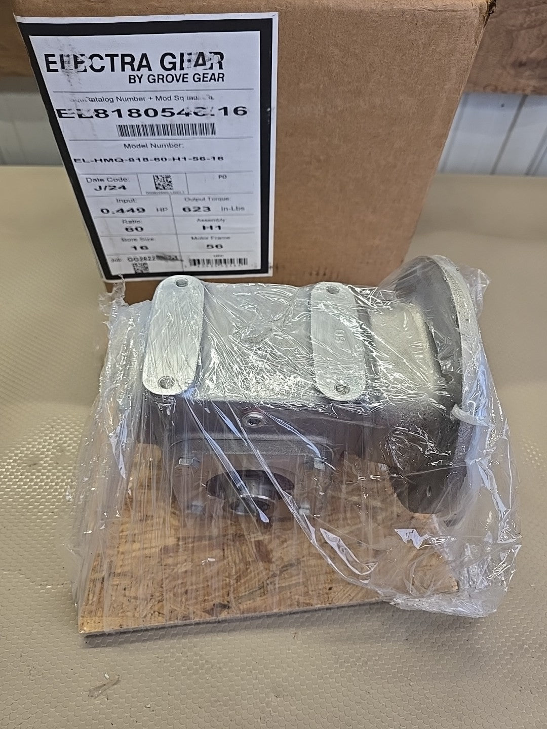 Grove Electra Gear EL-HMQ-818-60-H1-56-16 Worm Gear Reducer 60:1 Ratio 56C  NEW