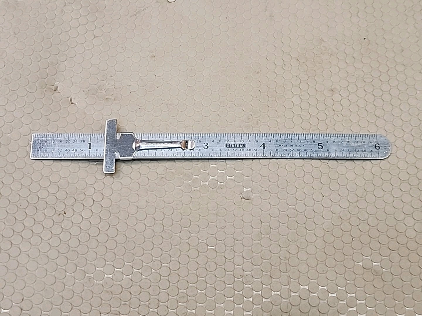 GENERAL TOOLS # 300   6" STAINLESS STEEL POCKET RULER W/ DEPTH GAUGE - USED