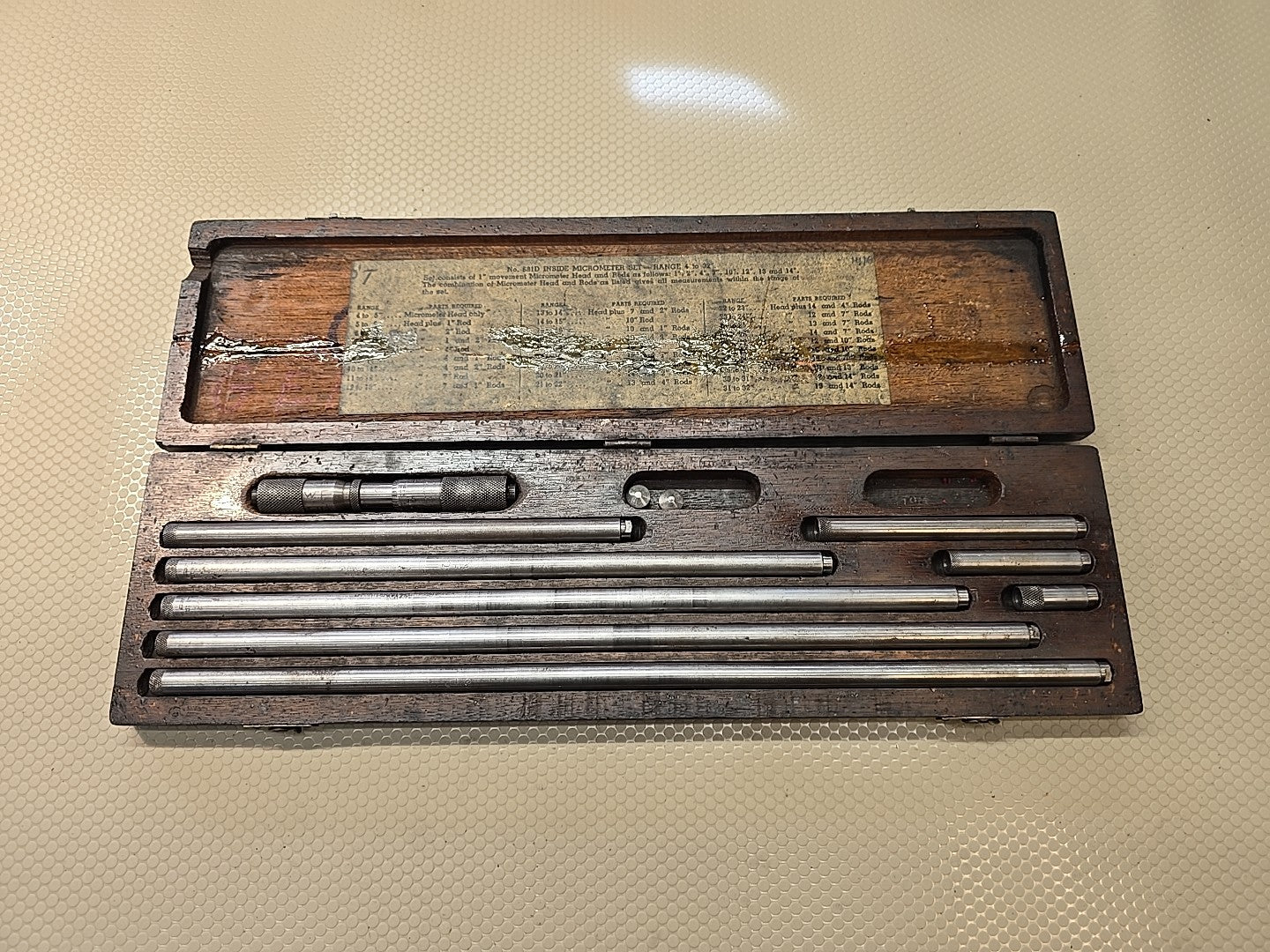 Lufkin/Starrett 681 681C 4-24" Inside Micrometer Set in Wooden Case