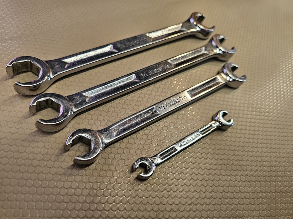 Snap On 4 Pc Double End Flare Nut Wrench Set 1/4 13/16 6Pt Line Wrench Set SAE