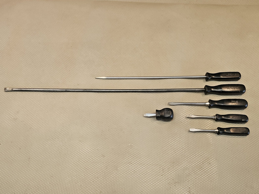 Snap On 6 Piece Long Screwdriver Set Black Hard Handle 20 Inch + Stubby  Flat
