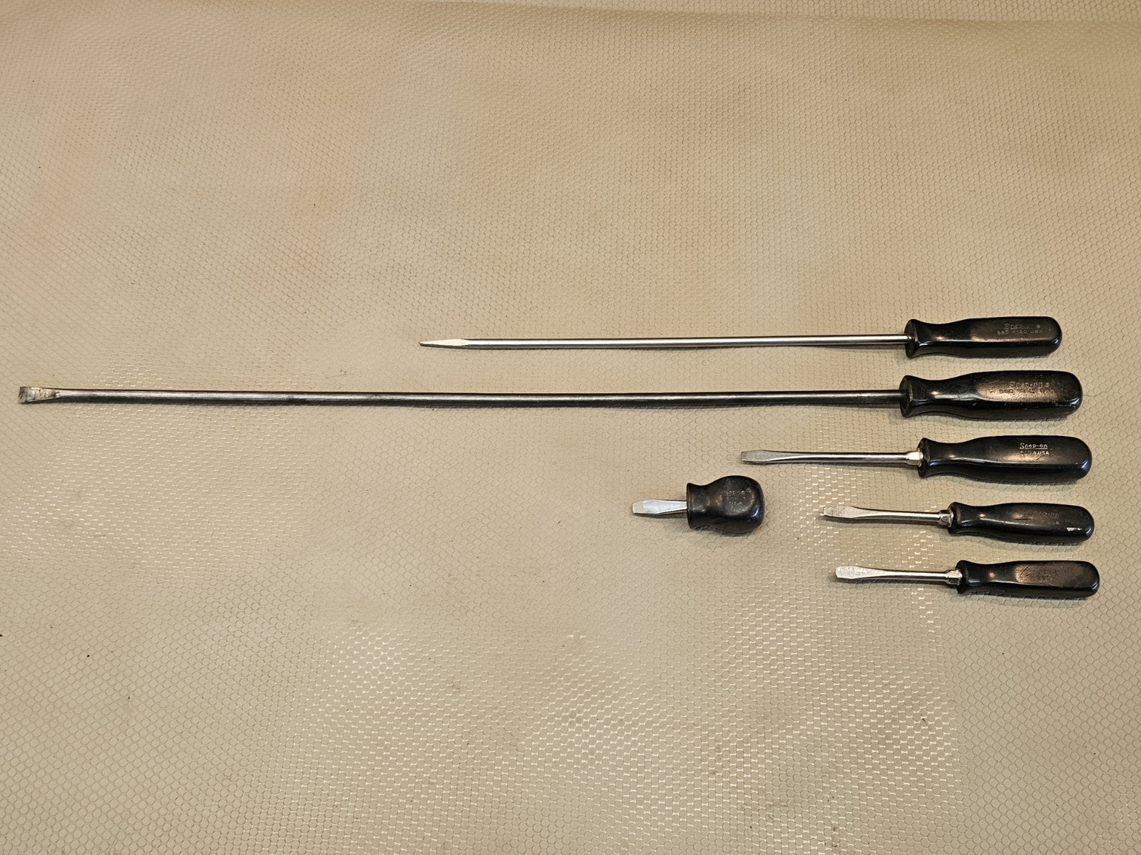 Snap On 6 Piece Long Screwdriver Set Black Hard Handle 20 Inch + Stubby  Flat