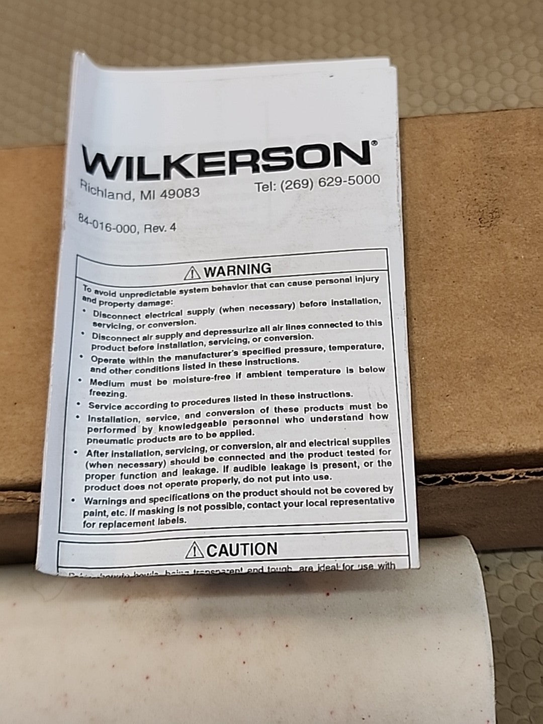 Wilkerson FRP95-209 Filter Air Replacement Element 84-016-000 Rev 4