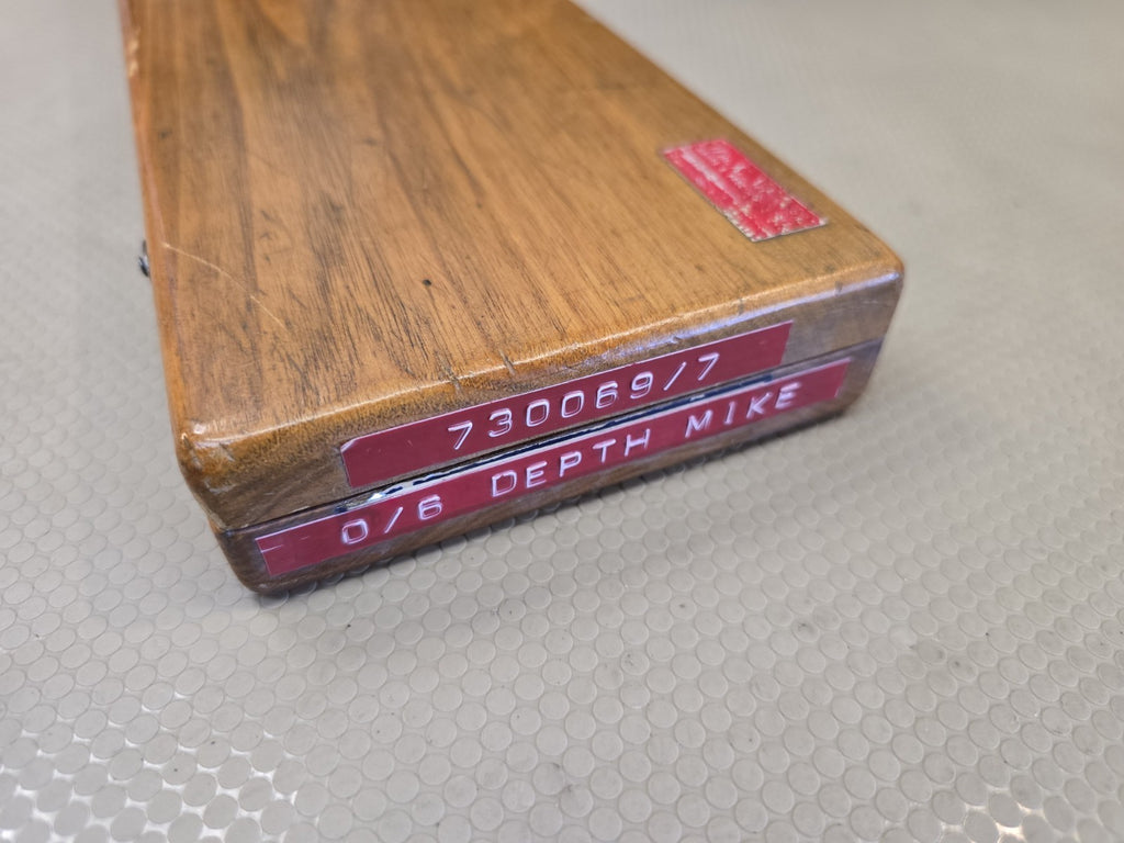 Scherr-Tumico Machinist Micrometer Depth Gauge Set w/6x Rods & Wooden Case