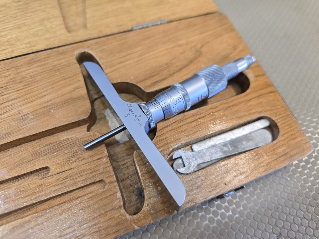 Scherr-Tumico Machinist Micrometer Depth Gauge Set w/6x Rods & Wooden Case