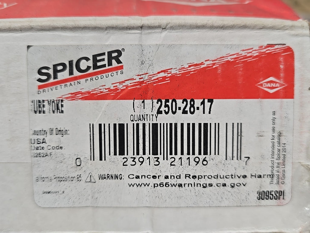 Spicer Tube Weld Yoke 250-28-17 SPL250 Series fits Tube Dia 5.197 X .236"