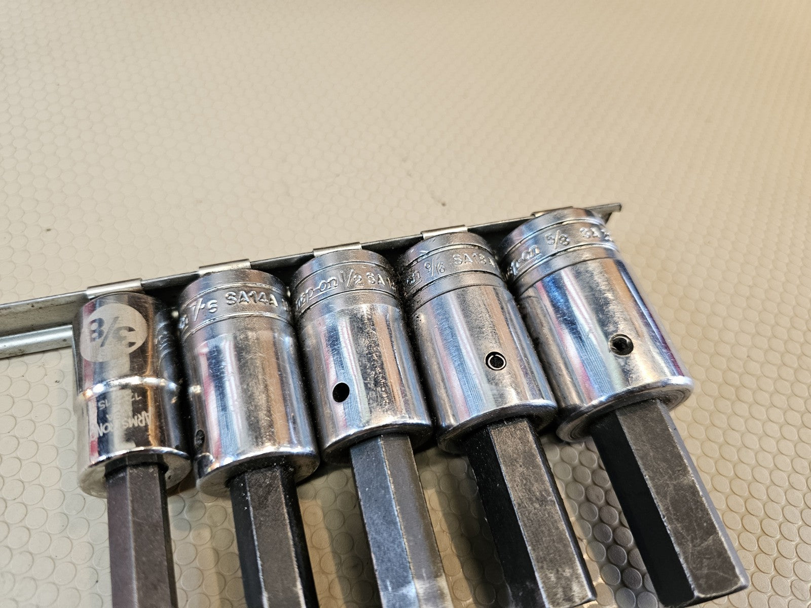SNAP-ON 5 PC 1/2" DRIVE HEX BIT SOCKETS 5/8 9/16 1/2 7/16 3/8
