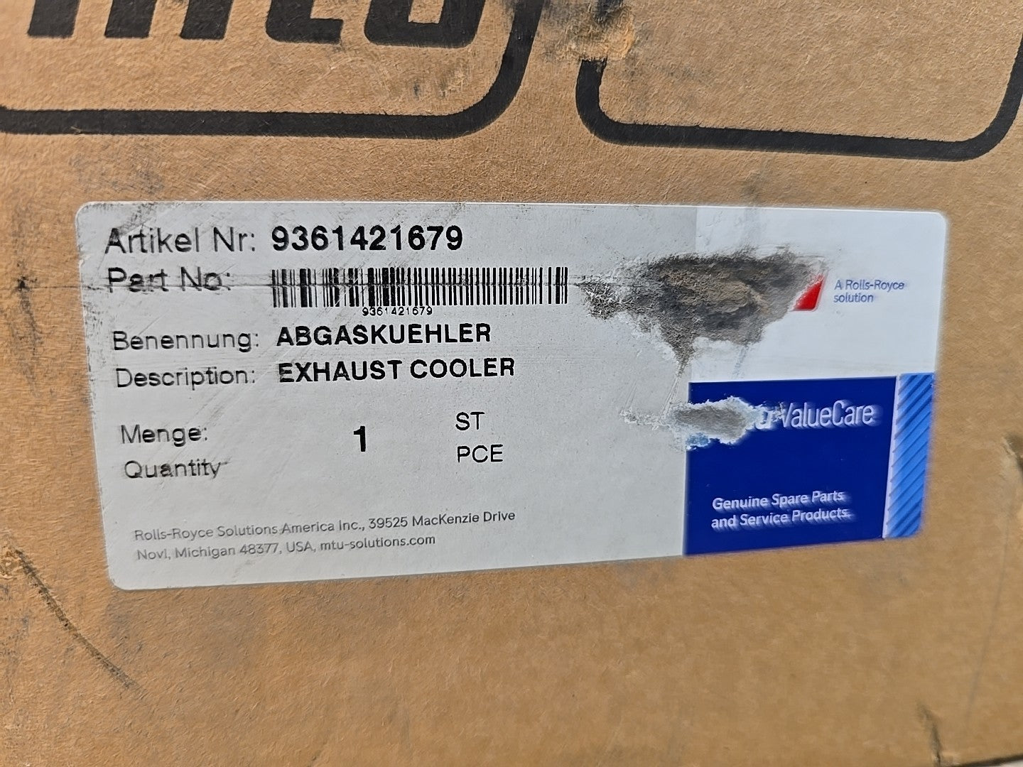 OEM Mercedes-Benz EGR Exhaust Gas Cooler Mercedes Benz PN A 936 142 1679