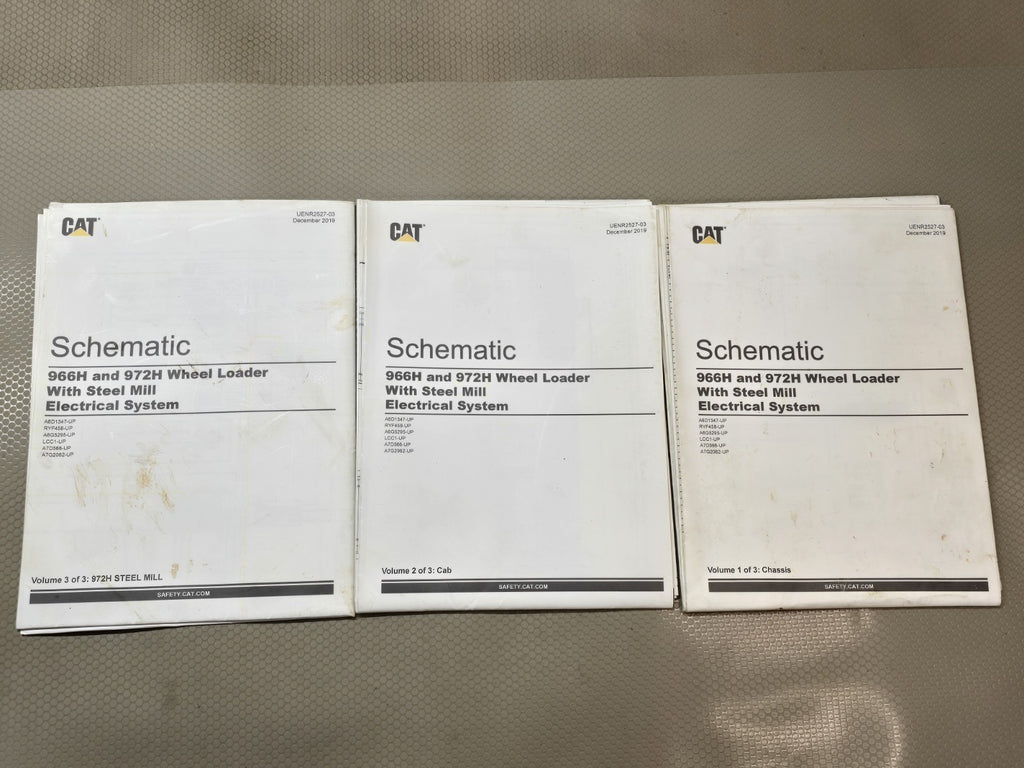 CAT 966H 972H Wheel Loader HYDRAULIC System Schematic Manual service *3pc Set*