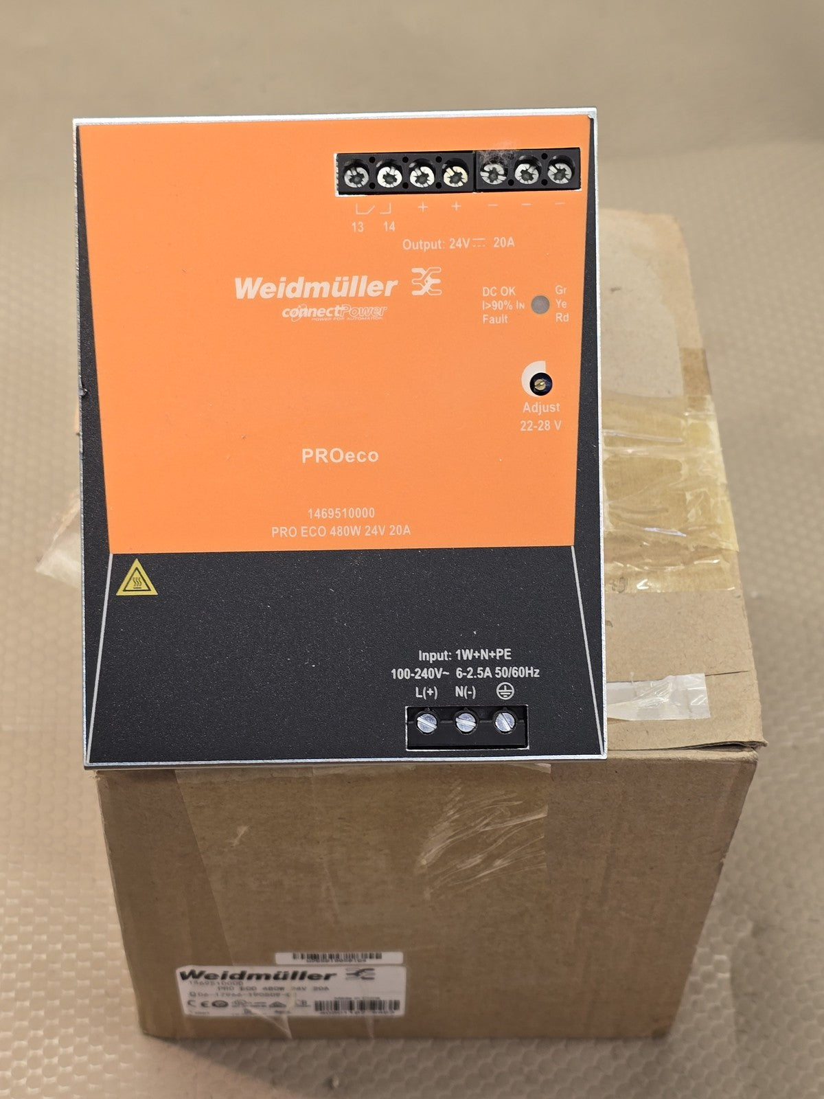 Weidmüller 1469510000 PROeco 480W 24V 20A DIN Rail Power Supply New