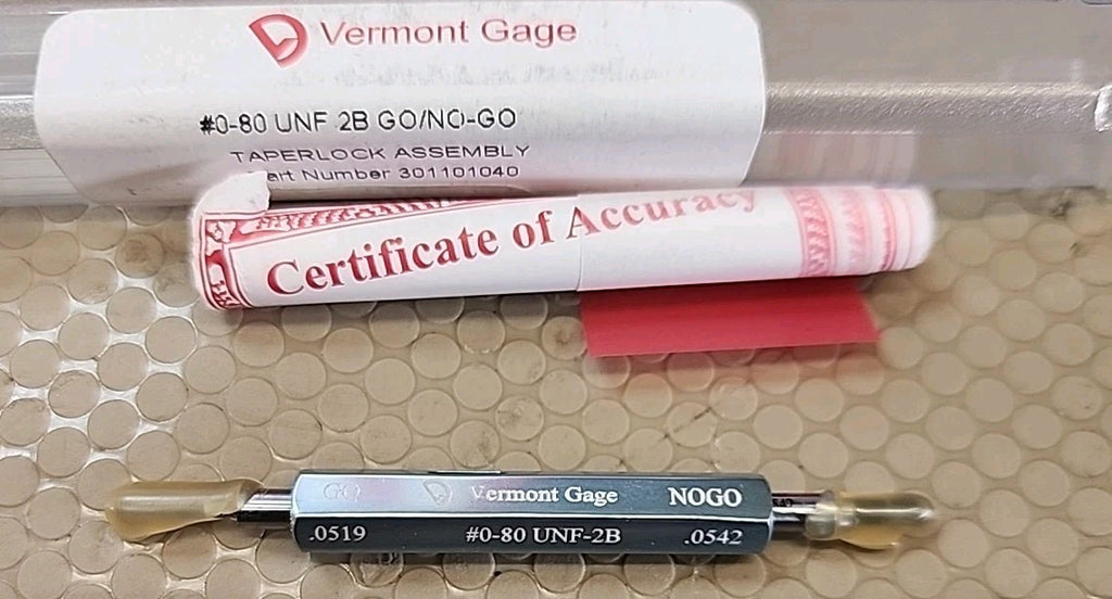Vermont Gage #0-80UNF 2B GO .0519/NO GO .0542 PN: 301101040