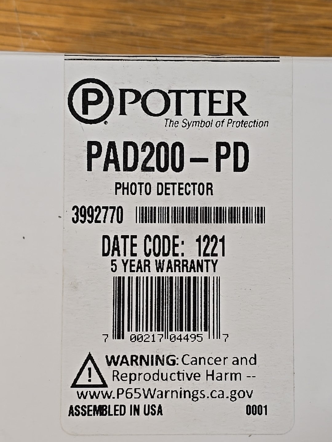 Potter PAD200-PD Photoelectric Addressable Smoke Detector (NEW) 3992770