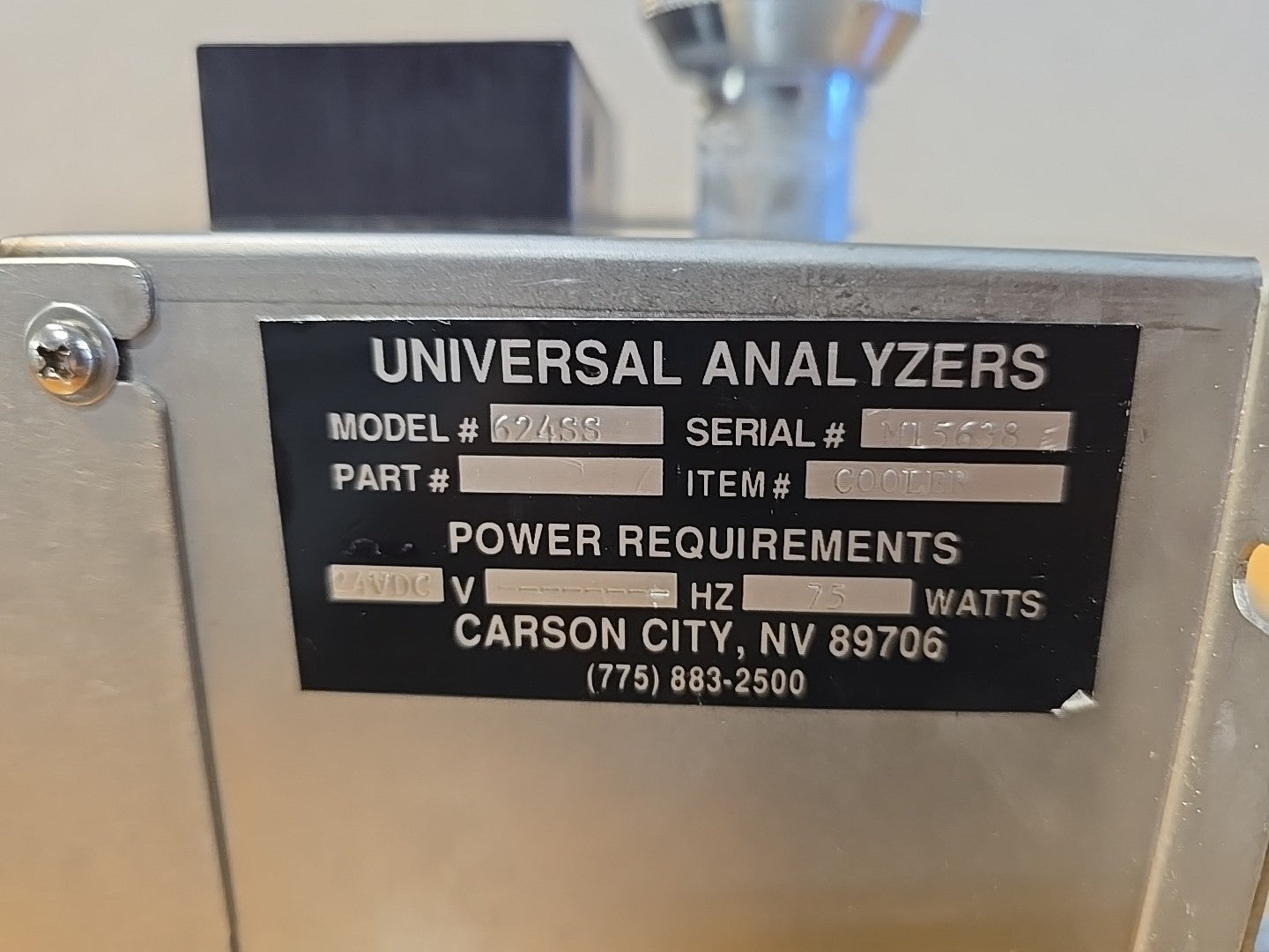 Universal Analyzers 624SS Mini Gas Cooler - 24VDC, 316 Stainless Steel