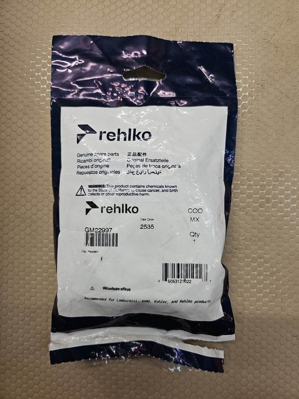 Kohler / Rehlko Gm22997 Radiator Cap New