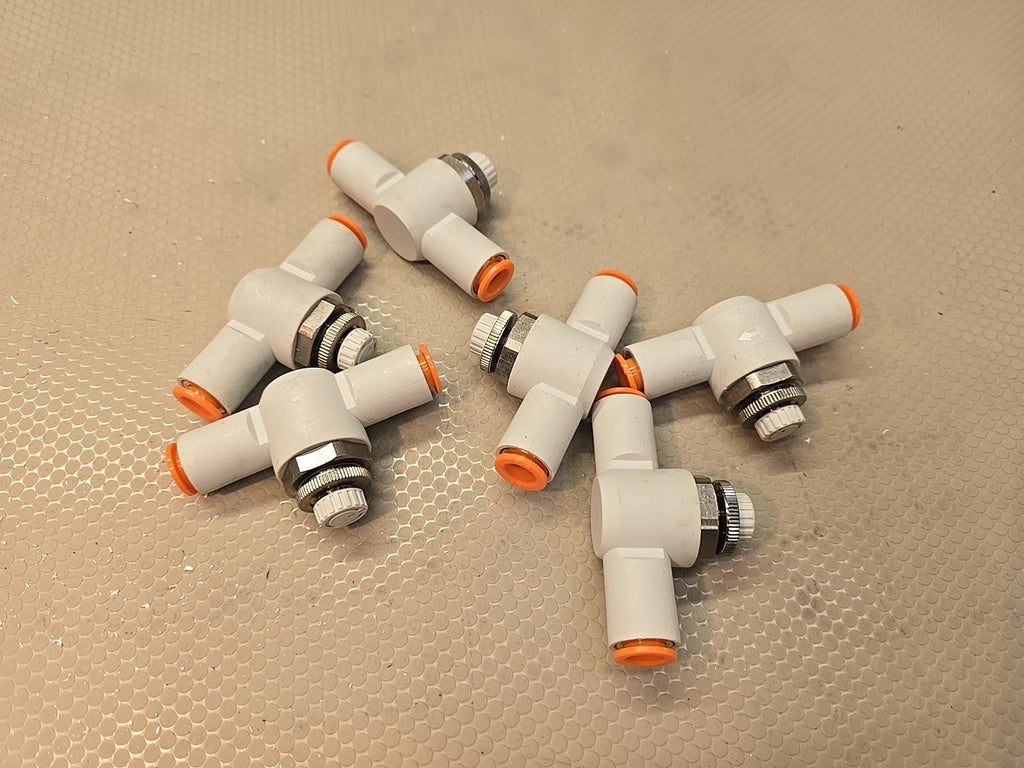 LOT OF 6 SMC AS4001F SPEED CONTROL VALVES 1/2"
