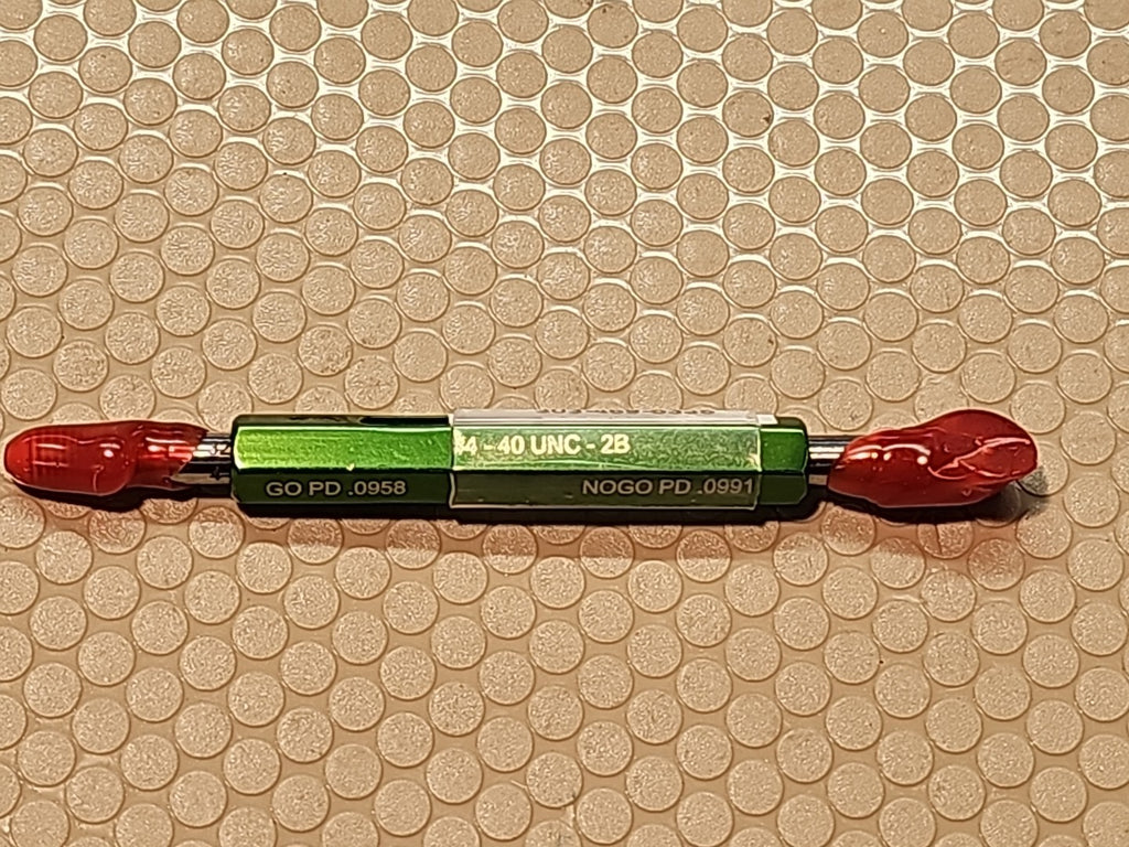 GF Gage Plug Thread Gage #4-40 UNC 2B Go PD .0958; No Go PD .0991