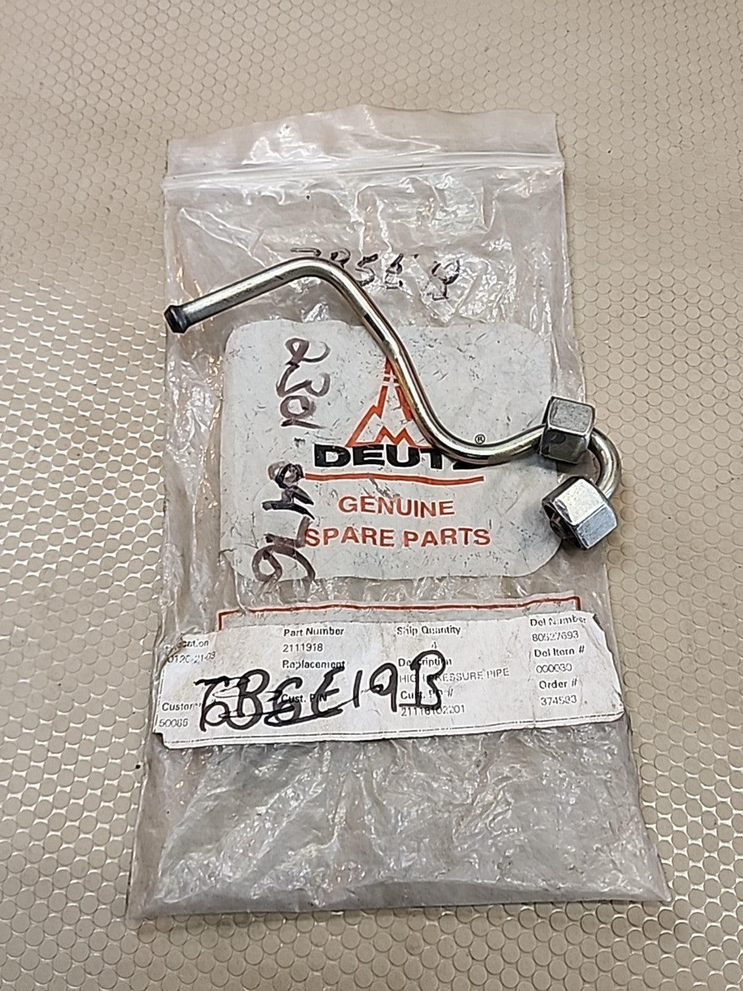 High Pressure Fuel Pipe For DEUTZ. New Part # 2111918