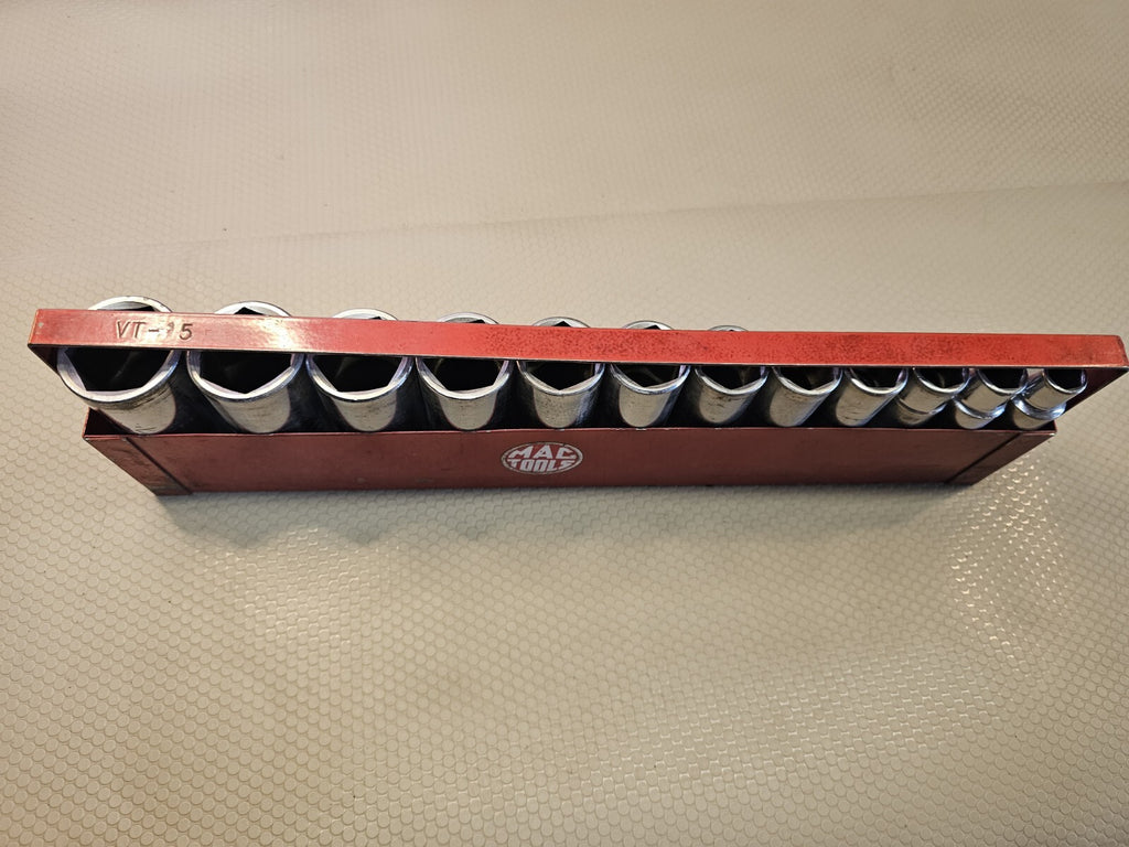 Mac Tools USA 1/2" Drive 12pc 6pt SAE Deep Chrome Socket Set 7/16" TO 1-1/8"