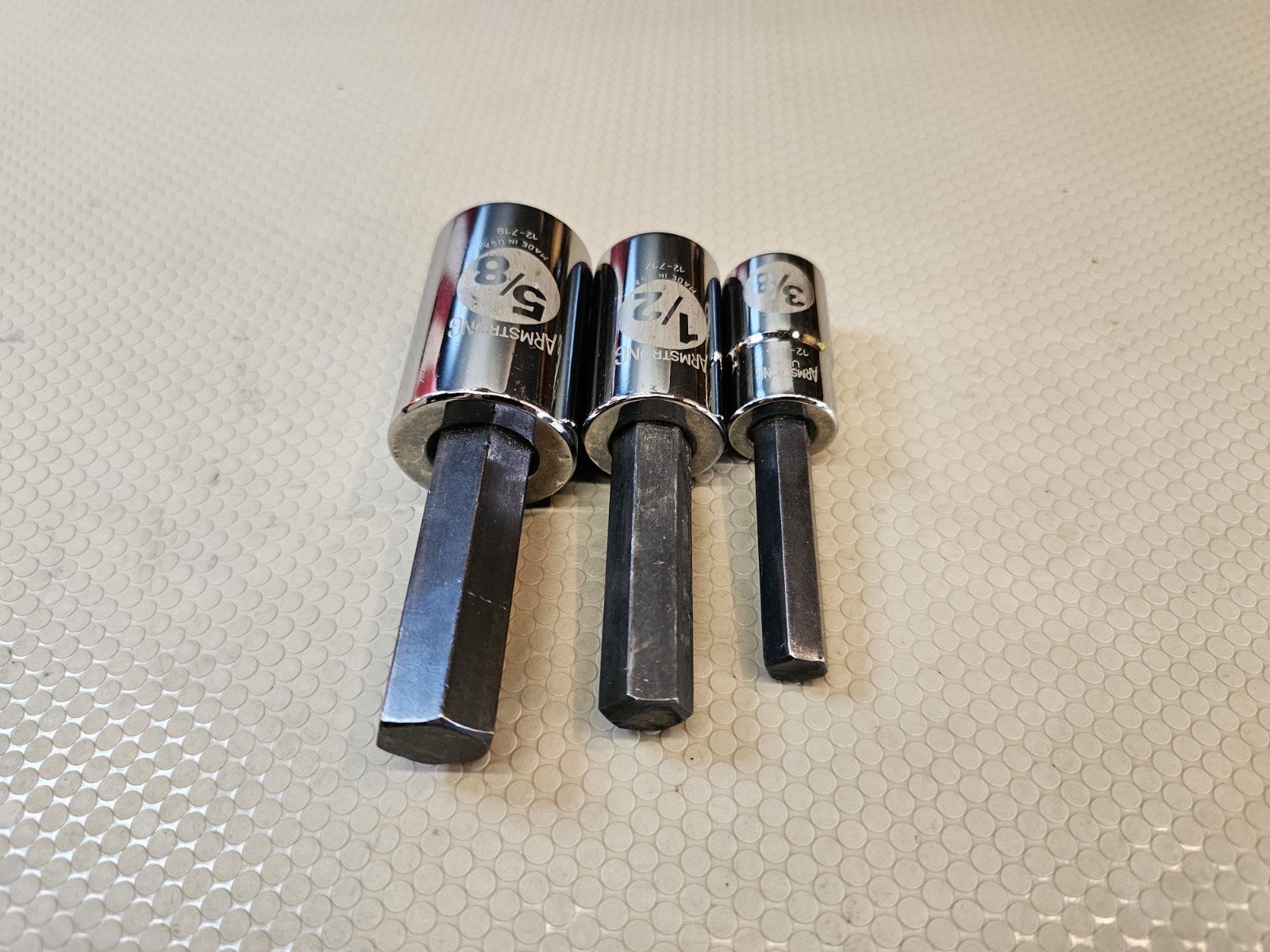 USA Armstrong 3 pc SAE 1/2" Drive Chrome Hex Bit Socket Driver Set owned by Snap