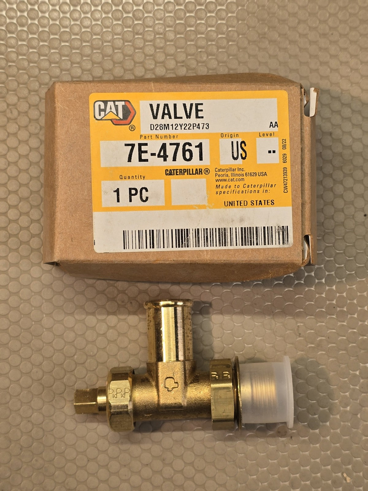 Caterpillar CAT 7E-4761 Oil Drain Shutoff Valve Brass