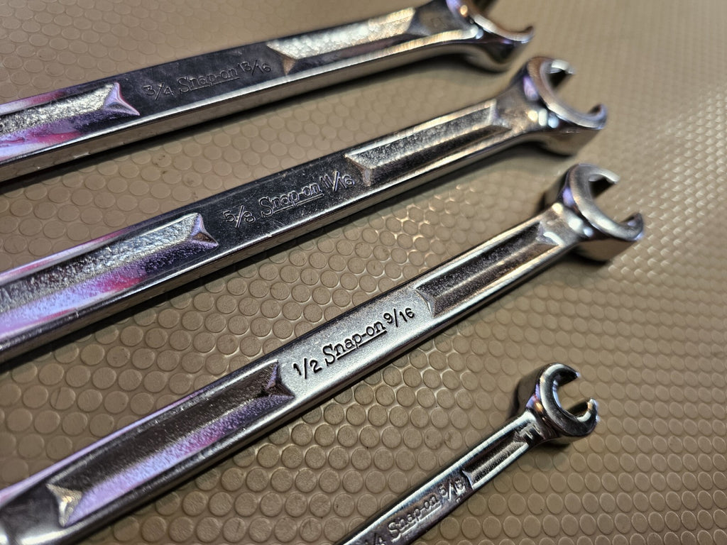 Snap On 4 Pc Double End Flare Nut Wrench Set 1/4 13/16 6Pt Line Wrench Set SAE