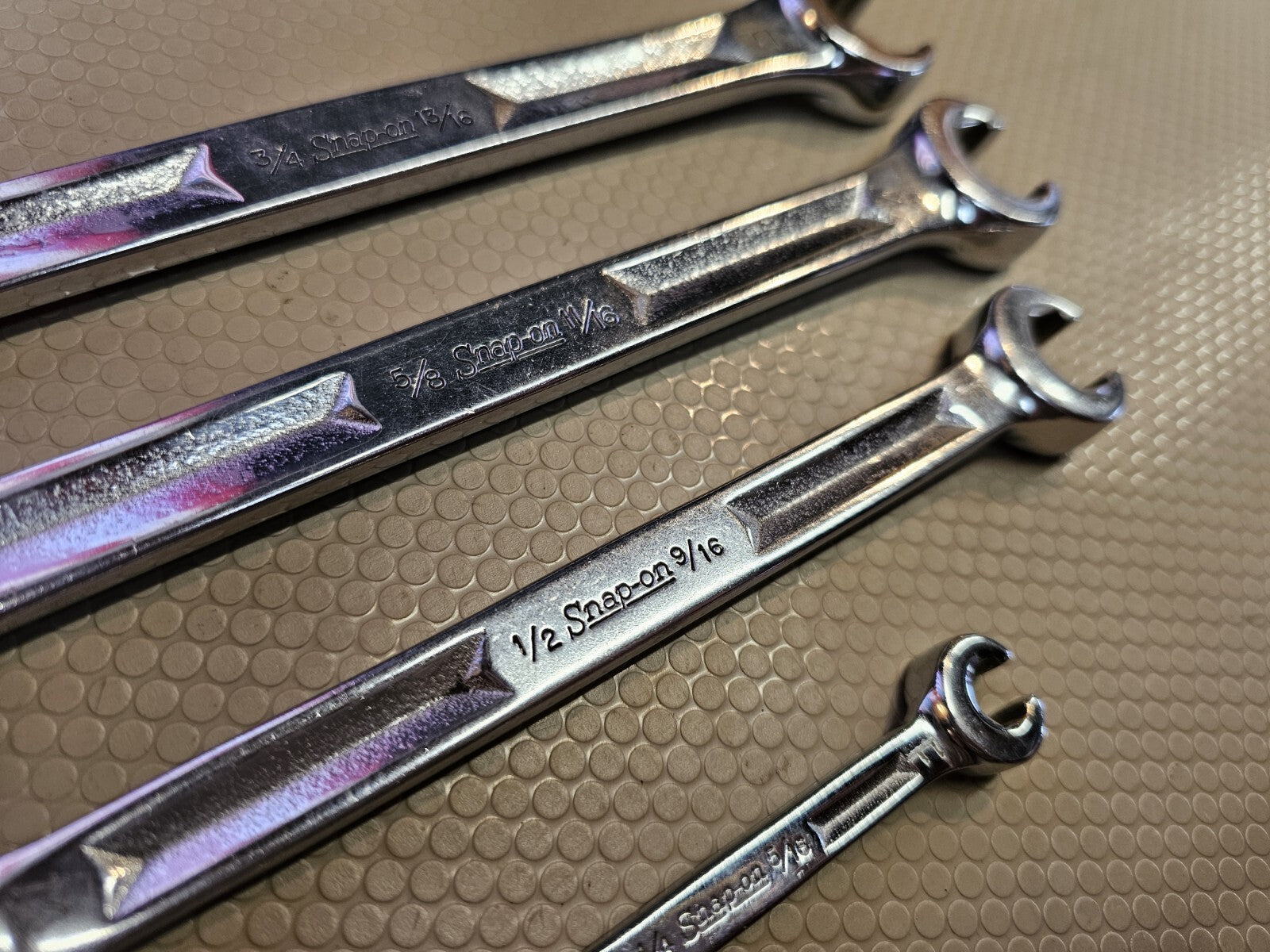 Snap On 4 Pc Double End Flare Nut Wrench Set 1/4 13/16 6Pt Line Wrench Set SAE