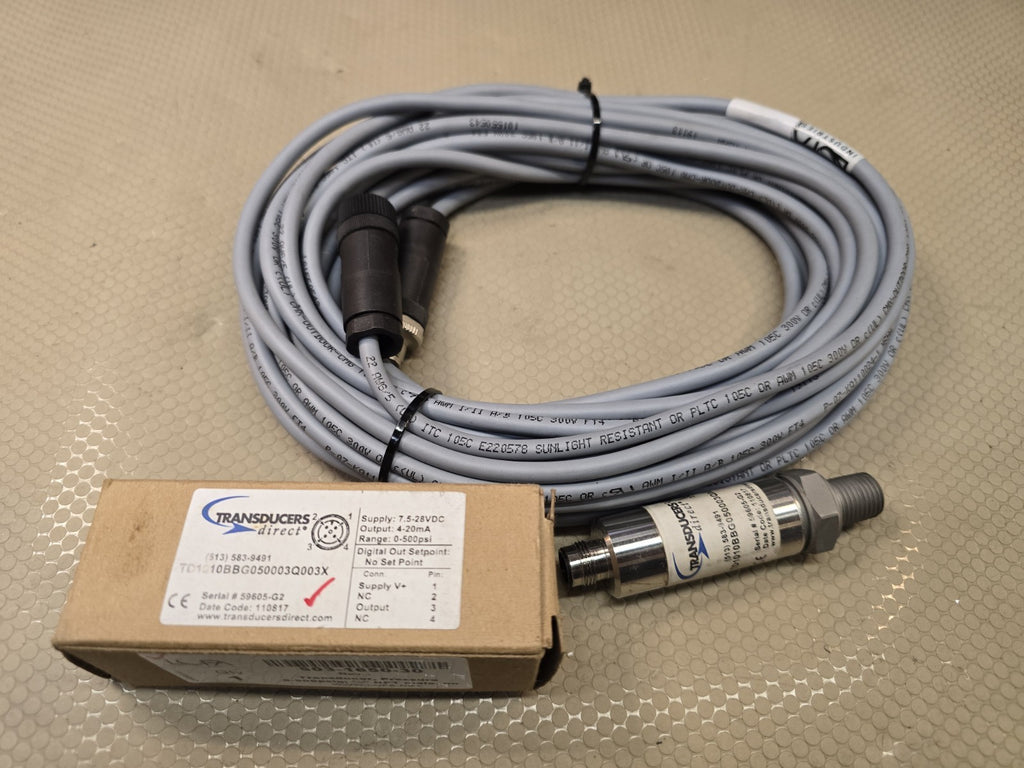 TRANSDUCERS DIRECT TD1010BBG050003Q003X TD1000 Pressure Transducer + Cable 