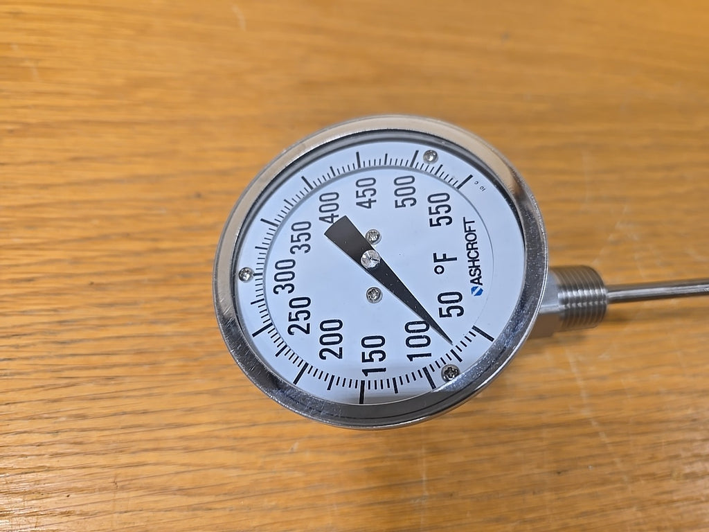 Ashcroft 3" Bimetal Thermometer 50/550F 4 Inch Stem 1/2 NPT
